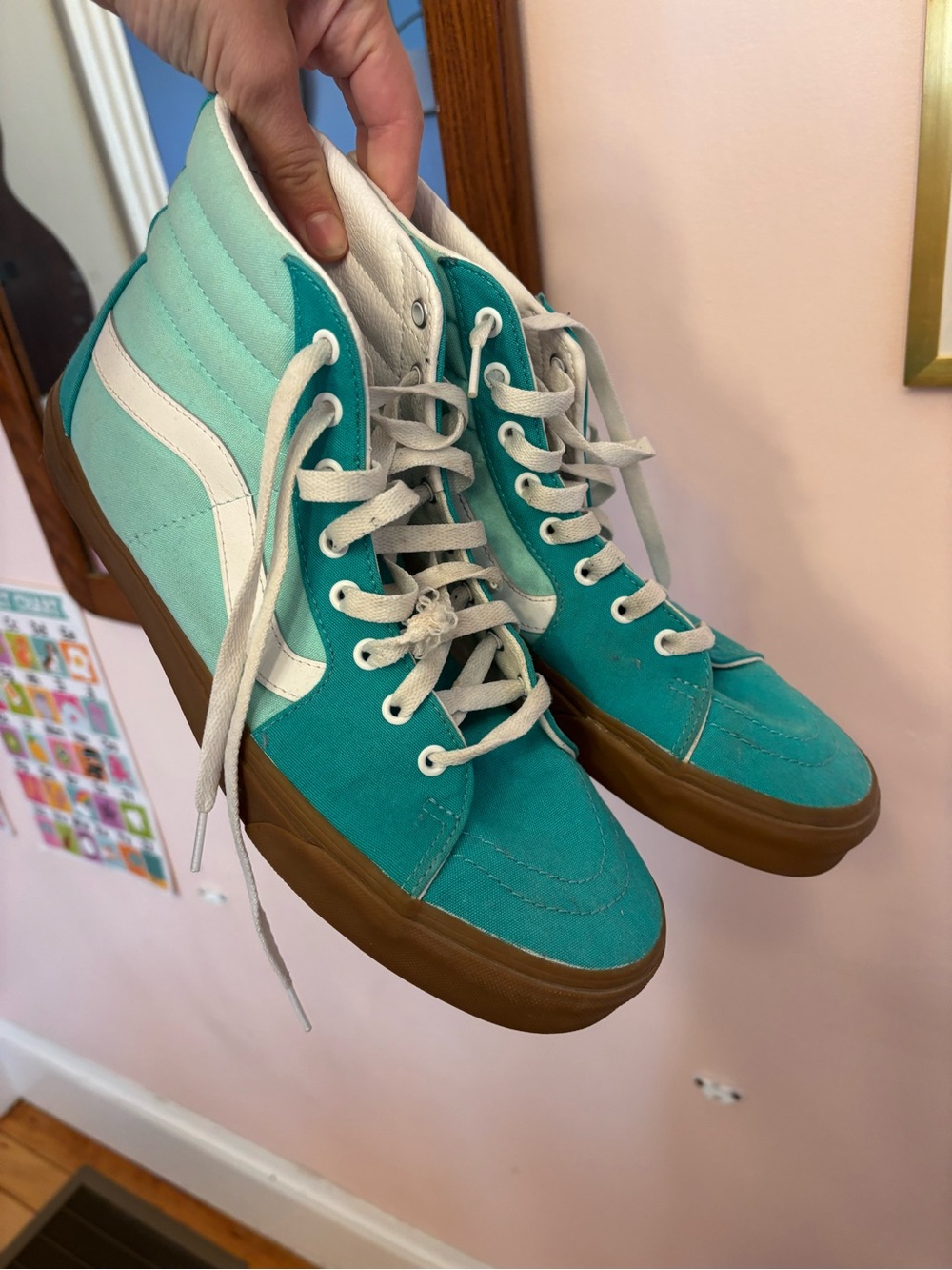 Vans Teal & Mint High-Top Skate Sneakers with Gum Sole